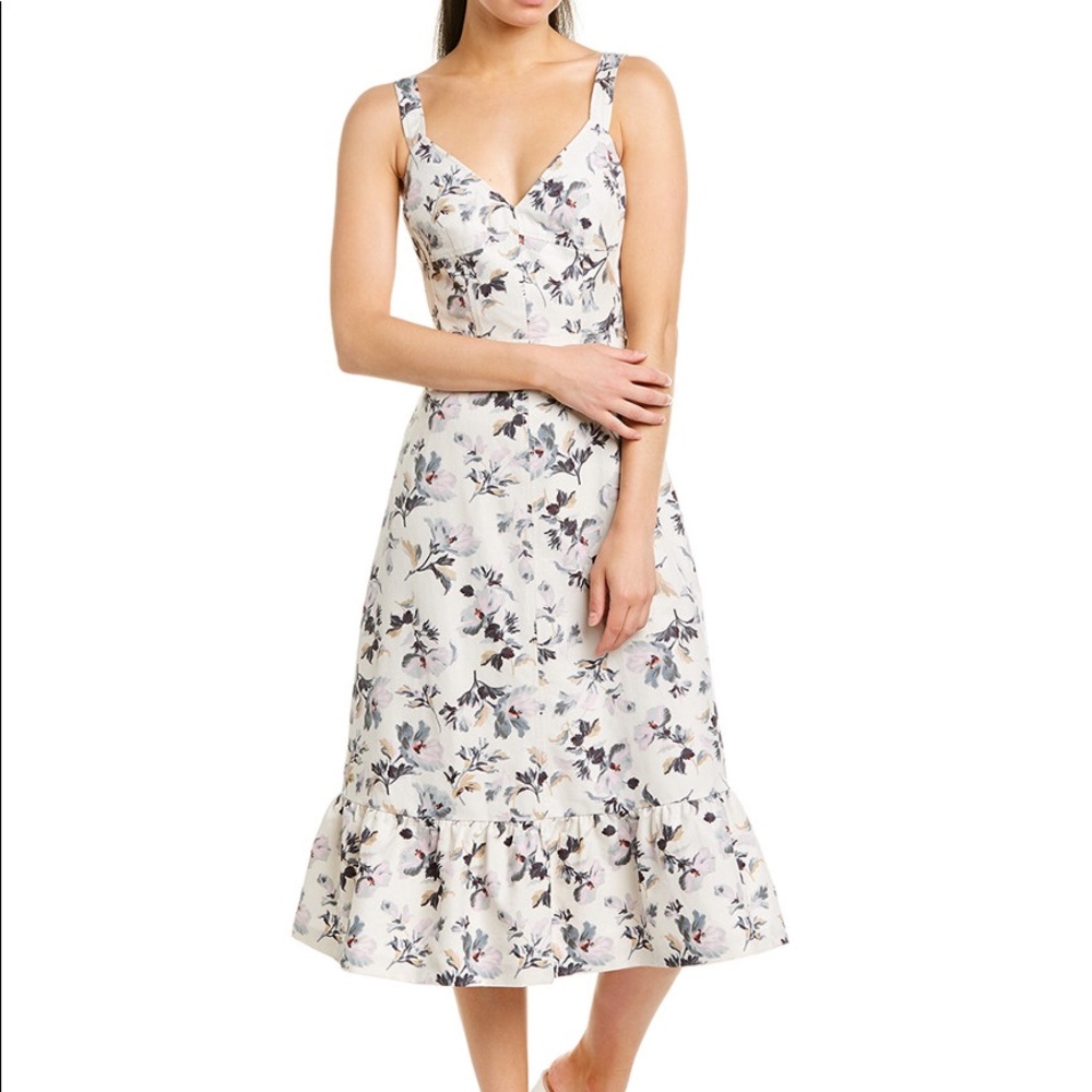 Rebecca Taylor Cream Floral Midi Dress